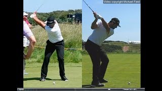 Jon Rahm golf swing  Long Iron faceon amp downtheline July 2017 [upl. by Arihaz]