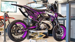 EPIC SUPERMOTO BIKE BUILD  KTM 125 EXC [upl. by Ennayllek]