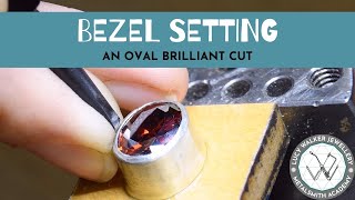 Bezel Setting an Oval Brilliant Cut  Advanced Stone Setting Techniques  Metalsmith Academy [upl. by Atalante]