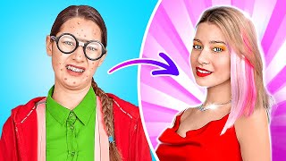 POPULAR GIRL VS NERD How To Become Popular At School Overnight TikTok Makeover By 123GO CHALLENGE [upl. by Idahs11]