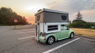 Camping in my Small Car for the First time  Overnight in Popup Tent [upl. by Shaylynn]