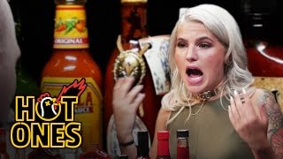 Carly Aquilino Takes on the Spicy Wings Challenge  Hot Ones [upl. by Edita]