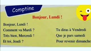 Comptine  Bonjour Lundi   maternelle grande section [upl. by Reiche]