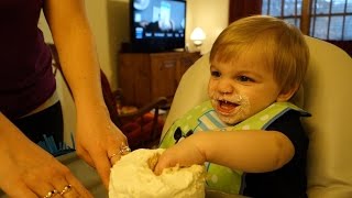 CLARK GOES CRAZY FOR CAKE DURING HIS FIRST BIRTHDAY PARTY [upl. by Kovacev]