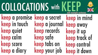 Learn 18 Common Collocations with the word KEEP used in Daily English Life with Example Sentences [upl. by Rind]