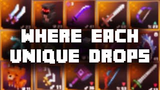 Listing WHERE EACH UNIQUE ITEM DROPS in Minecraft Dungeons [upl. by Arait]