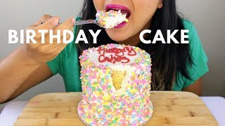 CONFETTI BIRTHDAY CAKE Asmr Eating Sounds with ZOOM H6 [upl. by Giuseppe]