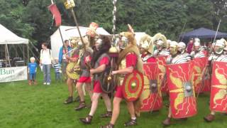 Roman Reenactment at the Amphitheatre in Caerleon Marching In [upl. by Ryon996]