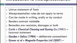 Misrepresentation Lecture 1 of 4 [upl. by Sorensen]