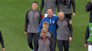 Denmarks national team return to the Euro 2020 pitch following Christian Eriksen collapse [upl. by Harts]