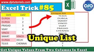 How To Get Unique Values From Two Columns In Excel  Excel Tips amp Tricks  dptutorials [upl. by Hoshi]