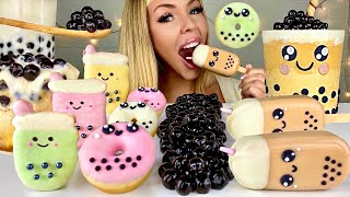 ASMR BUBBLE TEA CAKE TAPIOCA BOBA LAVA CAKE CAKE POPSICLES MUKBANG 먹방 [upl. by Filmer45]