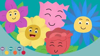 Five Little Flowers Growing in a Row  Nursery Rhyme  ItsyBitsyKids [upl. by Nailuj600]